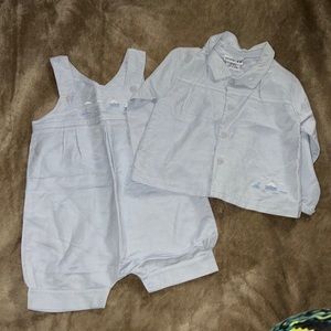 Vintage Minibasix Baby Blue Two Piece Outfit Set Size 24M